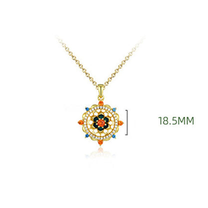 Mythstone 925 Sterling Silver Lotus Flower Colorful Zircon New Beginning Necklace Pendant