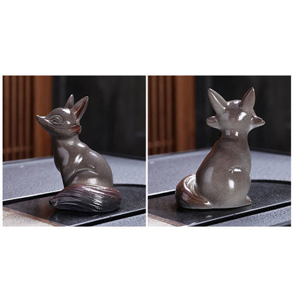 Mythstone Color Changing Small Cute Fox Tea Pet Resin Home Figurine Decoration