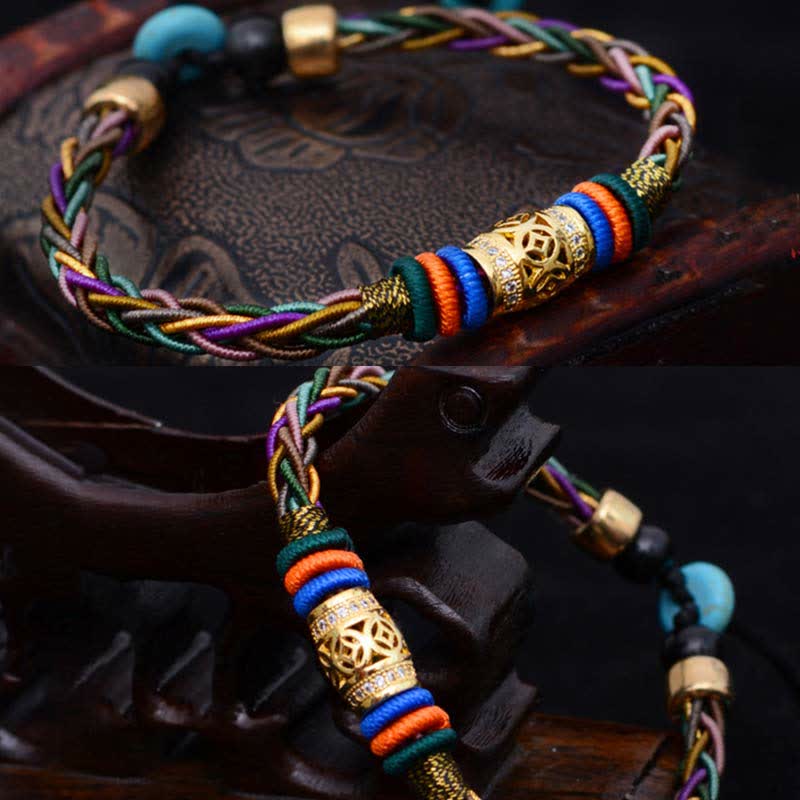 Pulsera de hilo de cobre con ocho hilos y nudo tibetano hecha a mano Mythstone