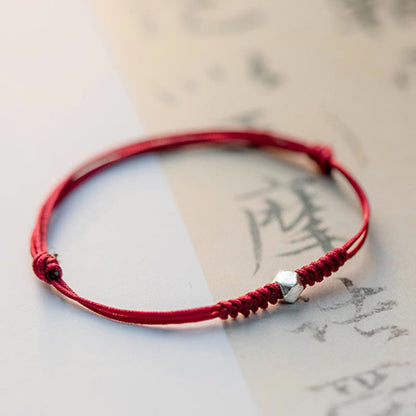 Mythstone 925 Sterling Silver Luck Bead Protection Red String Braided Bracelet