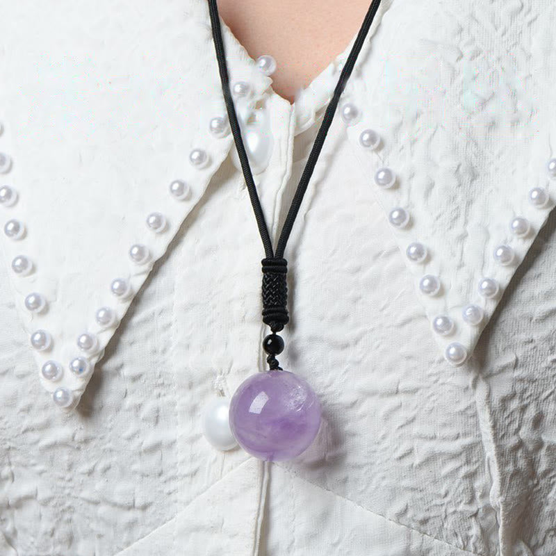 Mythstone Various Crystal Ball Amethyst Citrine Pink Crystal White Crystal Healing Necklace Pendant