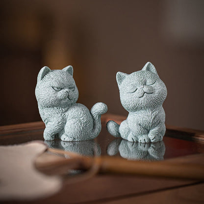 Figura decorativa de escritorio para mascota de té con forma de gato pequeño de Mythstone 