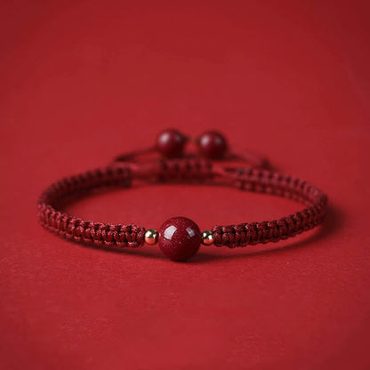 Mythstone Lucky Cinnabar Bead Blessing Red String Bracelet