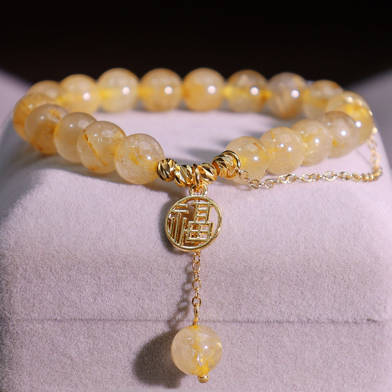 Mythstone Citrine Lucky Fu Character Happiness Bracelet