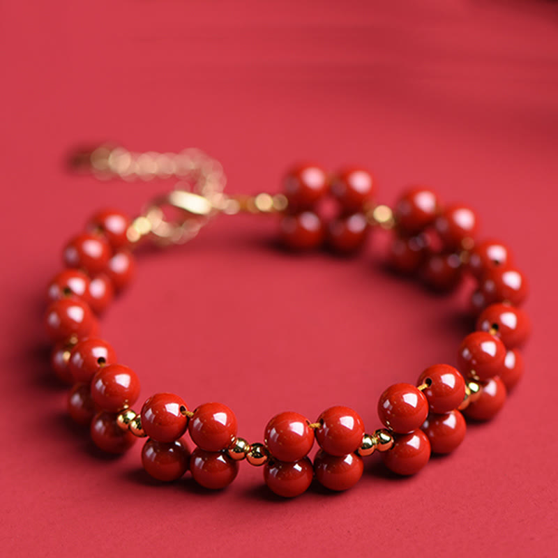 Mythstone Natural Cinnabar Beaded Blessing Bracelet