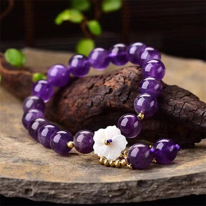 MythStone Natural Amethyst Crystal Flower Spiritual Healing Bracelet