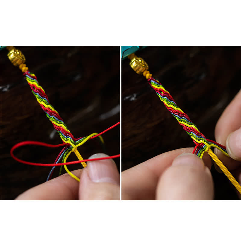 Pulsera de hilo colorido con nudo de reencarnación y suerte familiar con bestia tragadora de oro de Mythstone