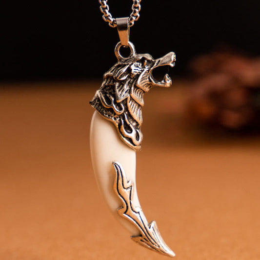 Mythstone Imitation Wolf Tooth Titanium Steel Balance Necklace Pendant