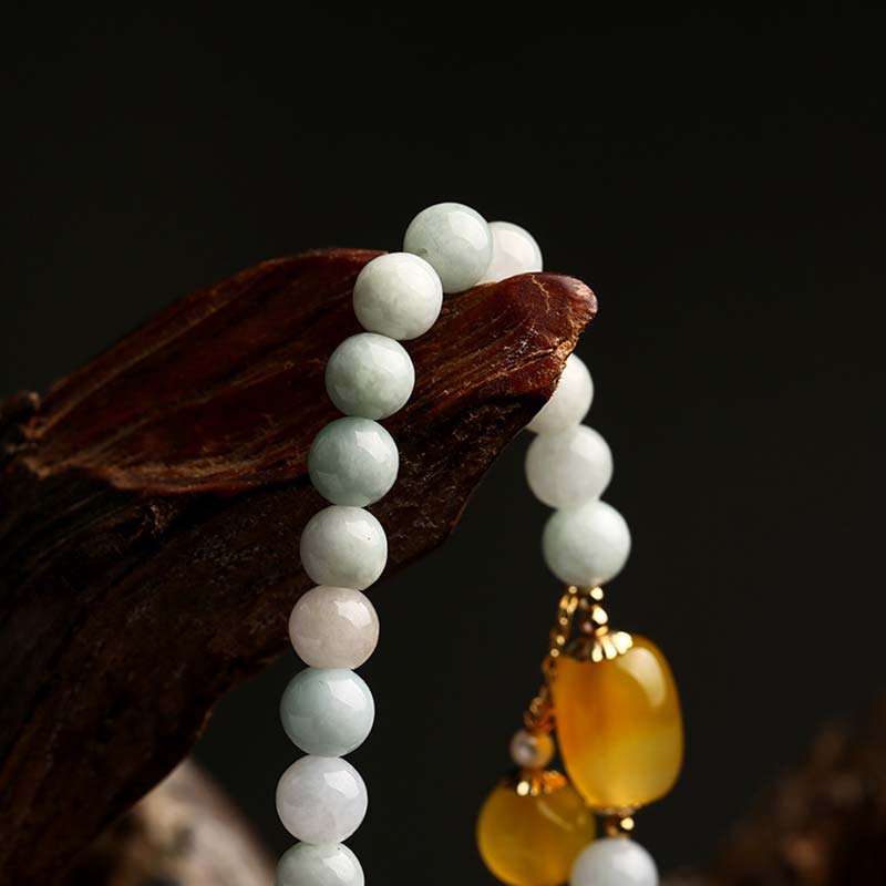 Mythstone Natural White Jade Agate Protection Bracelet