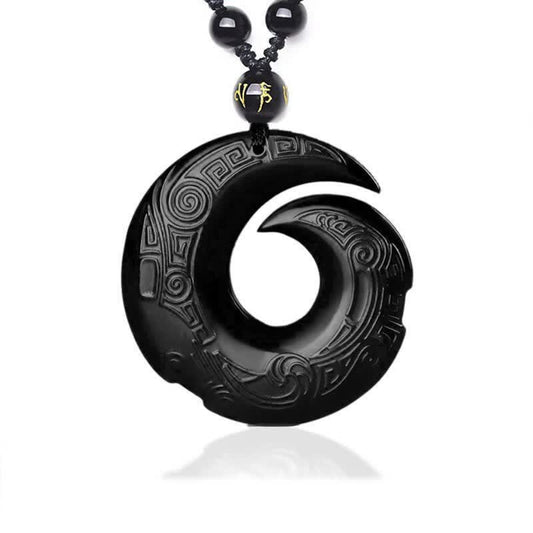 Mythstone Natural Black Obsidian Ice Obsidian Strength Necklace Pendant