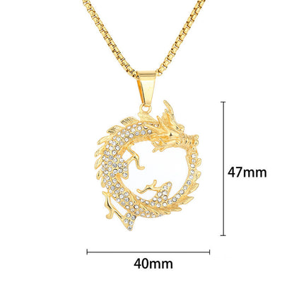 Mythstone Chinese Zodiac Dragon Pattern Success Necklace Pendant