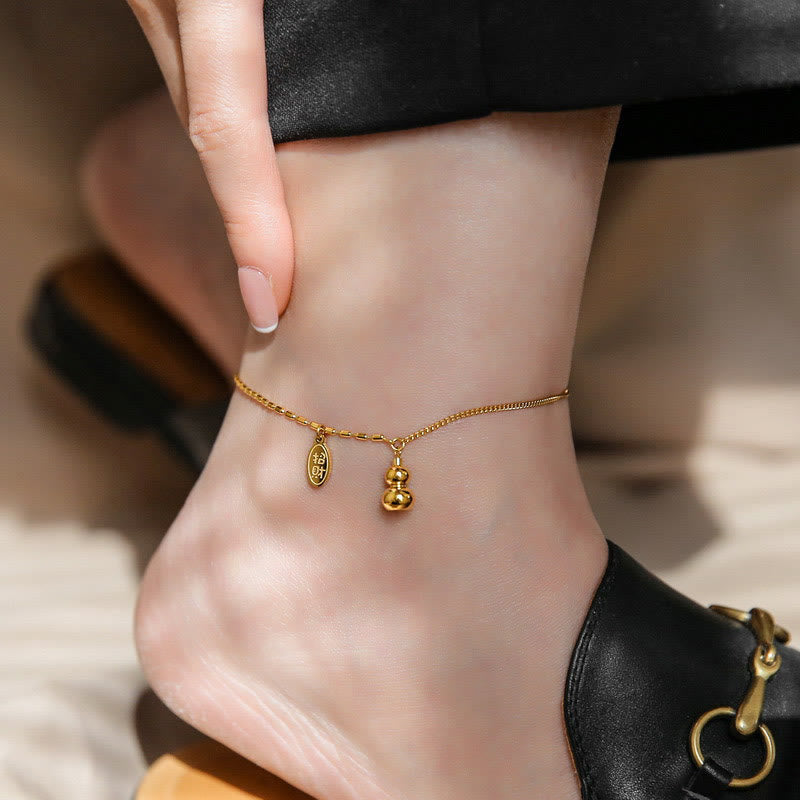 Mythstone 18k Gold Lucky Gourd Design Wealth Buckle Anklet