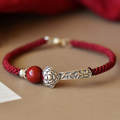 Mythstone 925 Sterling Silver Cinnabar Blessing String Bracelet