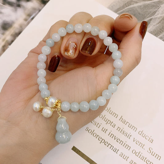 Mythstone Natural Jade Pearl Gourd Prosperity Luck Bracelet