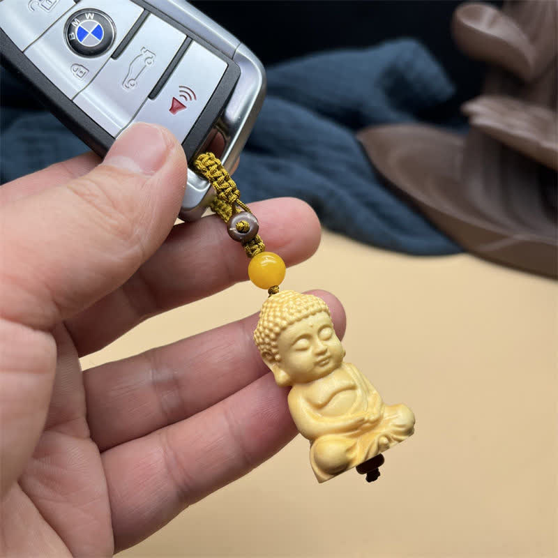 Mythstone Tathagata Buddha Serenity Peace Boxwood Keychain