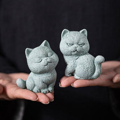 Figura decorativa de escritorio para mascota de té con forma de gato pequeño de Mythstone 