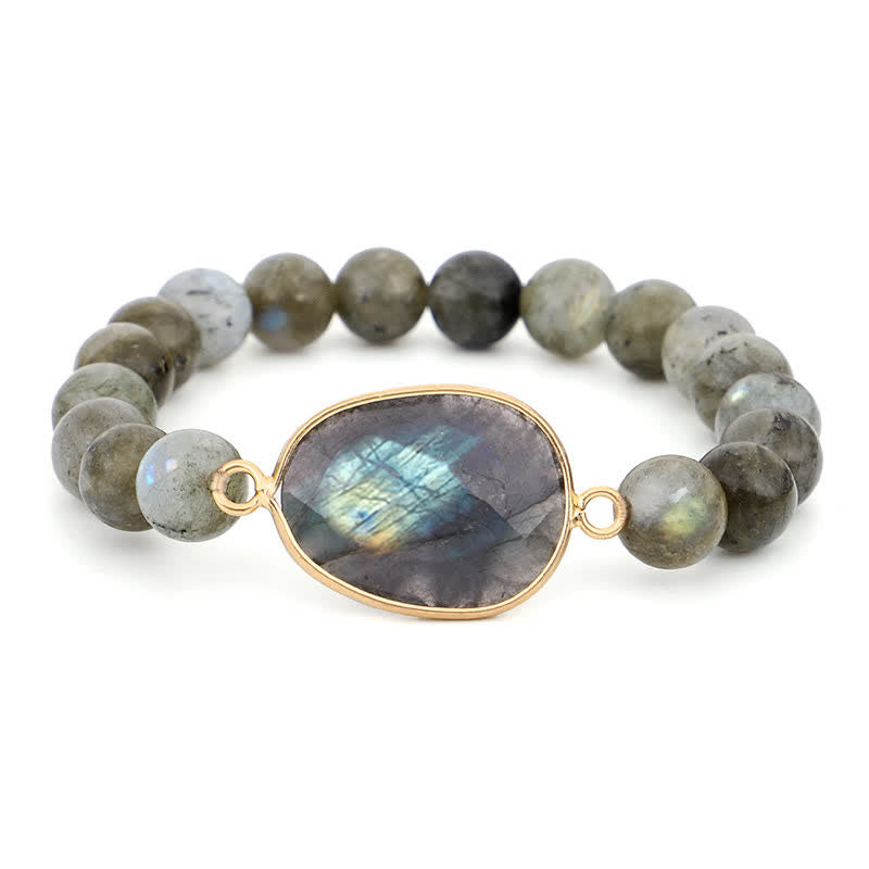 MythStone Natural Labradorite Moonstone Support Healing Beaded Bracelet