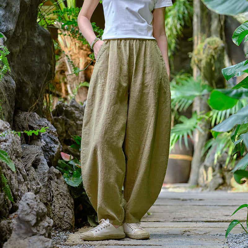 Pantalones de yoga holgados tipo harén con bolsillos y color liso de Mythstone 