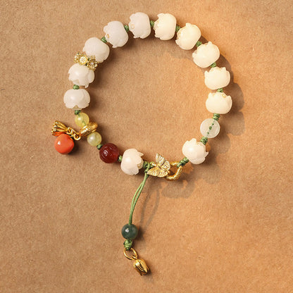 Pulsera de paz y armonía con cuentas de calabaza y loto de semilla de bodhi natural Mythstone