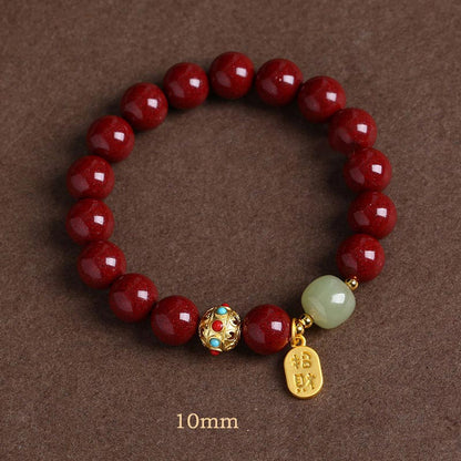 Mythstone Cinnabar Green Aventurine Fortune Protection Charm Bracelet