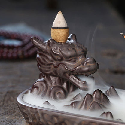 Mythstone Dragon Mountain Strength Ceramic Incense Burner Decoration