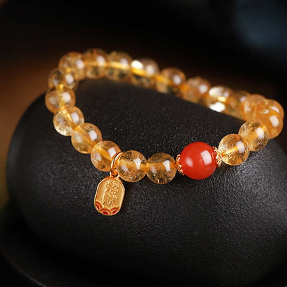 Mythstone Citrine Red Agate Fortune Charm Bracelet