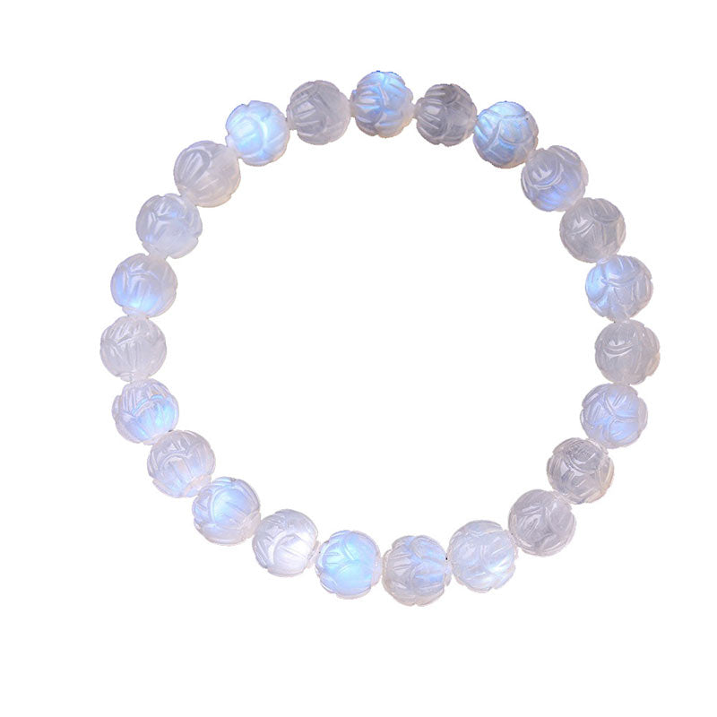 Mytthstone Natural Moonstone Lotus Love Bracelet