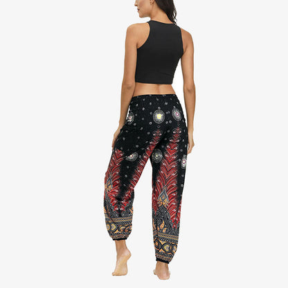 Mythstone Hippie Pants Baggy Boho High Waist Lounge Trousers with Pockets Women's Yoga Pants