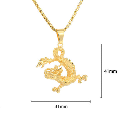 Mythstone Dancing Dragon Pattern Luck Necklace Pendant