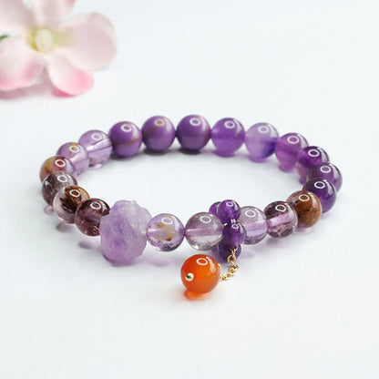 Mythstone Natural Amethyst Purple Phantom Gemstone Spiritual Awareness Bracelet