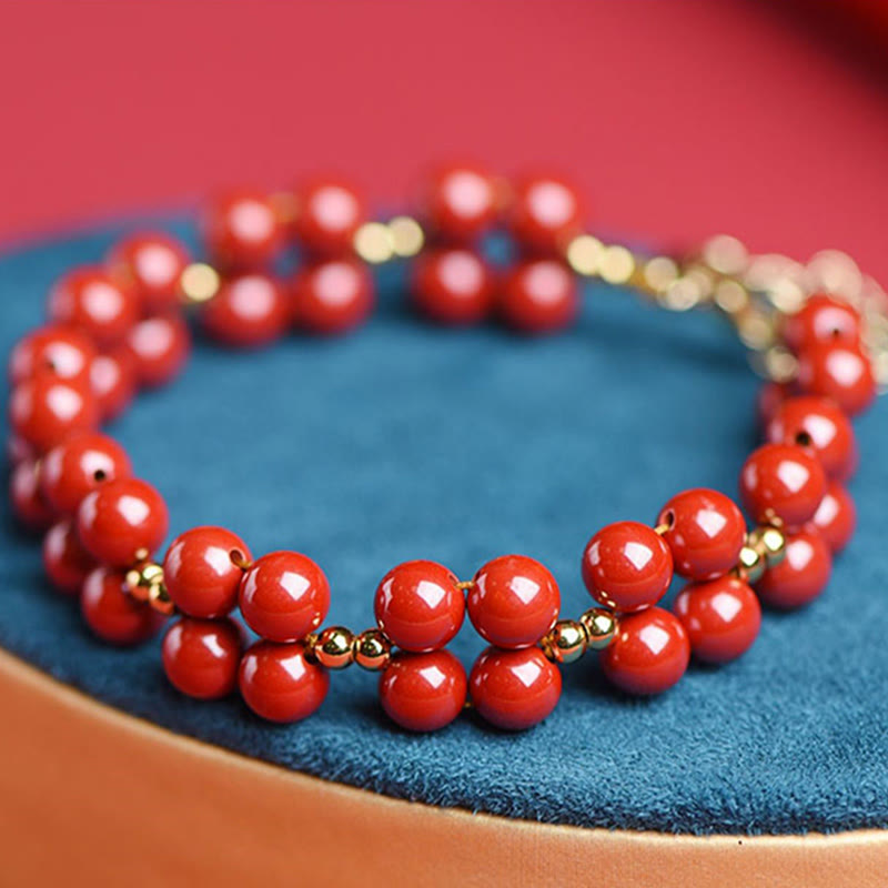 Mythstone Natural Cinnabar Beaded Blessing Bracelet