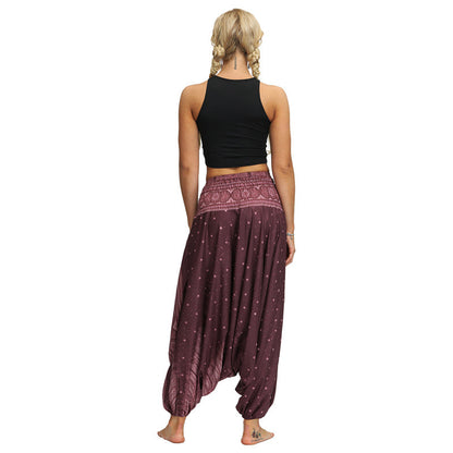 Mythstone Boho Feather Yoga Pants Hippie Harem Trousers Sports Fitness Dance Women's Pants