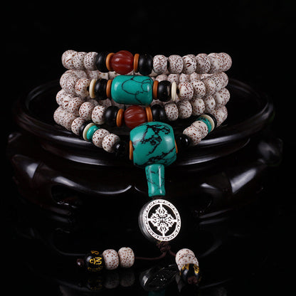 Pulsera de purificación con semillas de Bodhi y Mala de turquesa tibetana Mythstone