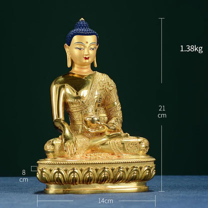 Mythstone Buddha Shakyamuni Figurine Enlightenment Copper Statue Home Offering Decoration