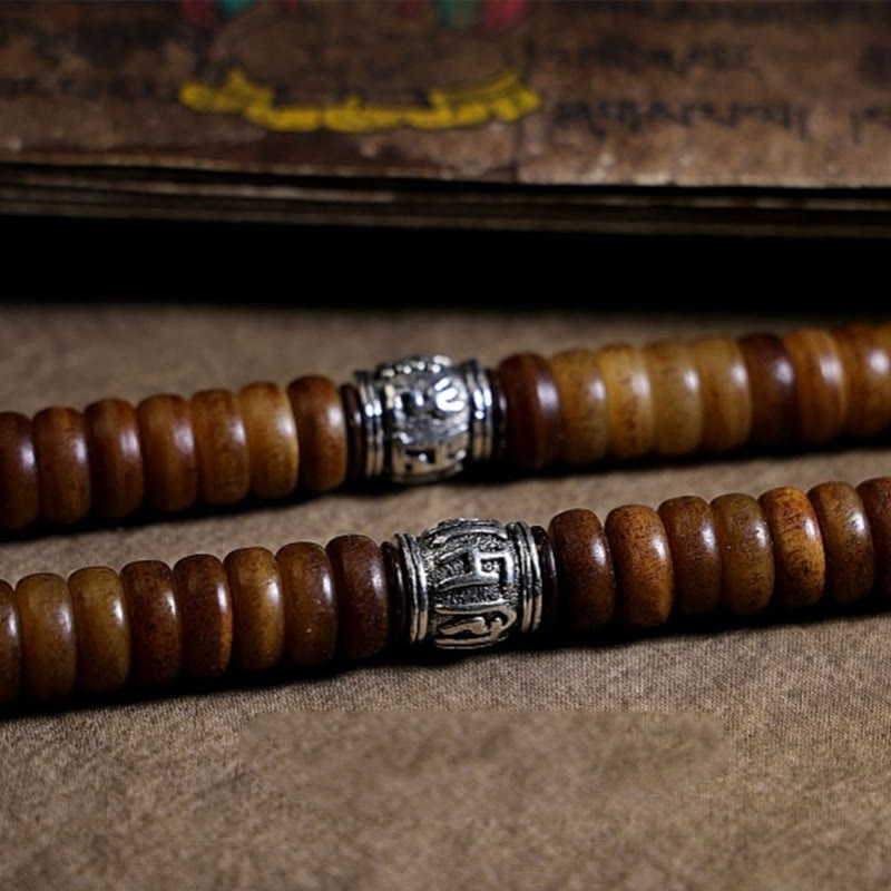 MythStone Tibetan 108 Mala Beads Yak Bone Dzi Bead PiXiu Nine Palaces Eight Diagrams Balance Bracelet