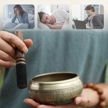 Mythstone Tibetan Sound Bowl Handcrafted for Focus and Meditation Peaceful Happiness Singing Bowl Set