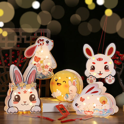 Mythstone DIY Good Luck Cute Rabbit Paper Lantern Lamp Mid-Autumn Festival Lantern Decoration