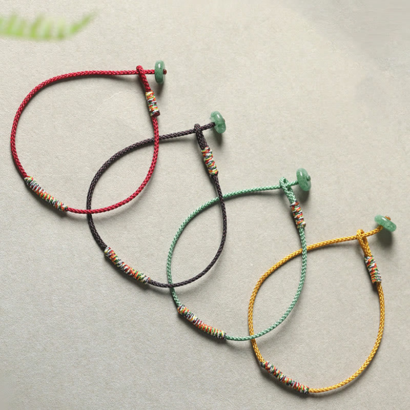 Pulsera trenzada de cuerda con aventurina verde tibetana hecha a mano para proteger la suerte 