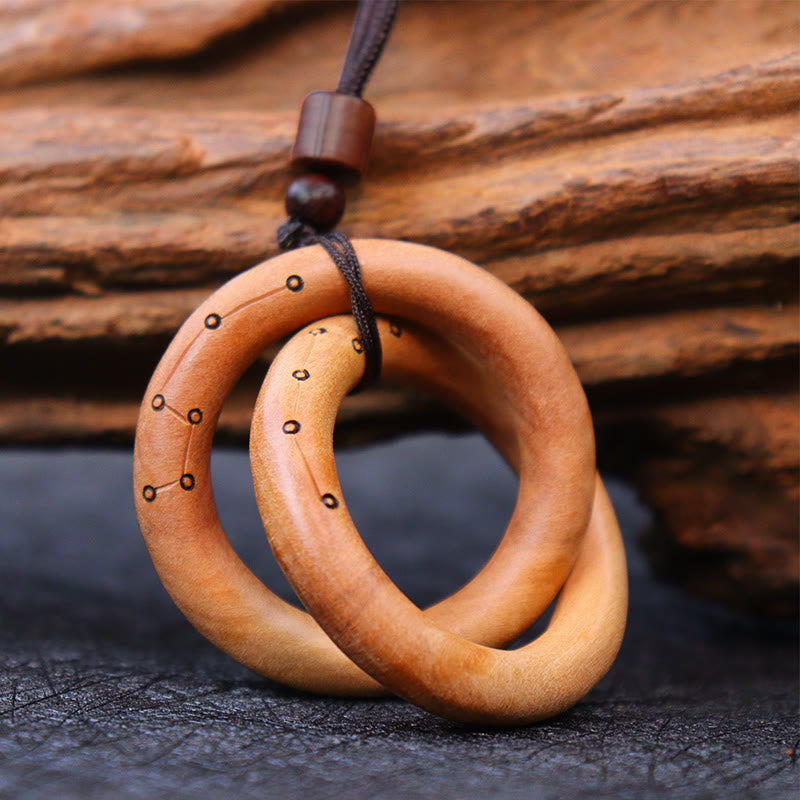 Mythstone Jujube Wood Taoist Yin Yang Ring Qiankun Circle Luck Ward Off Evil Spirits Necklace Pendant