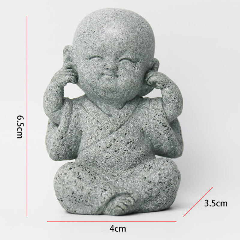 Estatua de Buda monje con oración de meditación de piedra mitológica, decoración del hogar con serenidad 