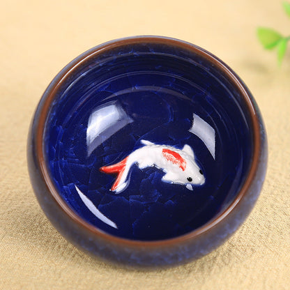 Mythstone Cute Koi Fish Ceramic Teacup Kung Fu Tea Cup Bowl 45ml