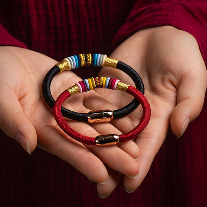 Pulsera trenzada con hebilla magnética y protección con nudo King Kong hecha a mano tibetano Mythstone