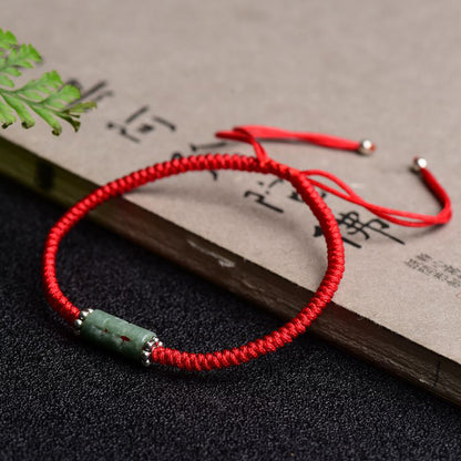 Mythstone Natural Jade Companion Lucky Red String Bracelet