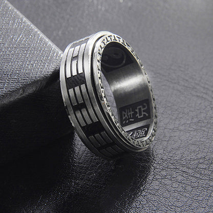 Mythstone Bagua Yin Yang Titanium Steel Balance Rotatable Ring