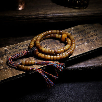 Mythstone Tibet 108 Mala Beads Yak Bone Amber Balance Bracelet