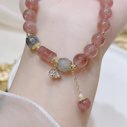 Mythstone Natural Strawberry Quartz Moonstone Love Bracelet