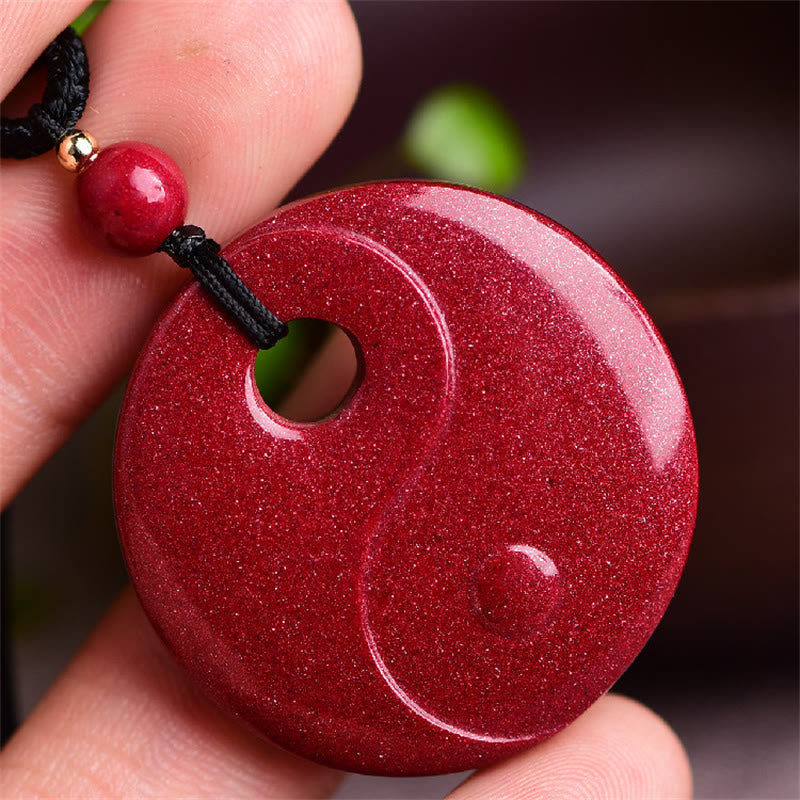 Mythstone Laughing Buddha Yin Yang Chinese Zodiac Gourd Natural Cinnabar Blessing Necklace Pendant