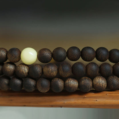 MythStone 999 Gold Tarakan 108 Mala Beads Agarwood Amber Ward Off Evil Spirits Bracelet