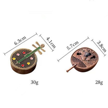 Mythstone Small Mini Gourd Fan Pipa Copper Alloy Incense Burner Decoration With Incense