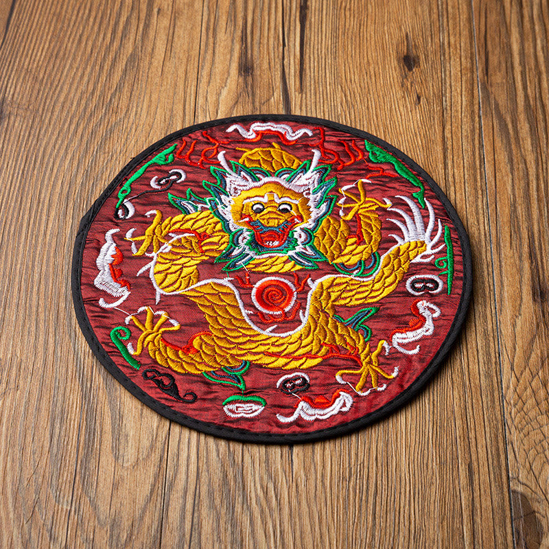 Mythstone Dragon Embroidery Cup Mat Pad Tea Cup Coaster Kung Fu Tea Mat